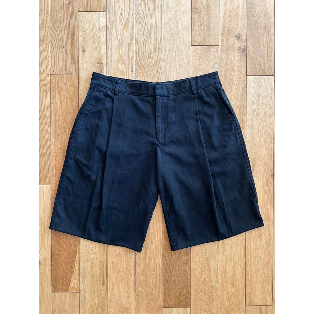 Everlane Pleated Trouser Shorts Black Organic Relaxed Bermuda Womens Size 8